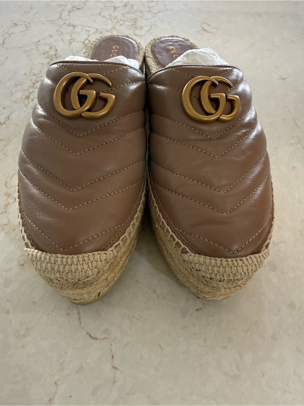 Gucci Marmont Platform Espadrille Mules